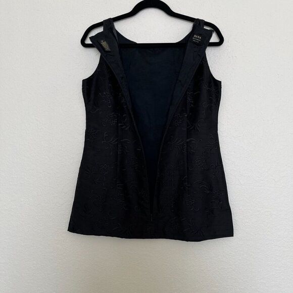 DANA BUCHMAN 100% Silk Black  Floral Tank  Women's Tops size 8P - Picture 11 of 11